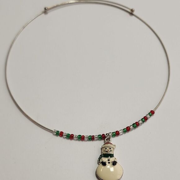 Festive Snowman Beaded Pendant Necklace - Picture 1 of 3